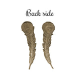 Medium Peacock Feather Stampings - 2 Pairs - Antiqued Brass Ox