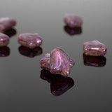 Rustic Lily Flower Beads, Artisan Czech Glass, 12 Pieces, 9mm Mottled Metallic Purple and Beige Picasso Finish