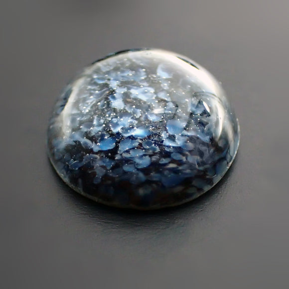 Rare Handmade Czech Glass Cabochons - Midnight Blue Speckle Matrix - 15mm Round