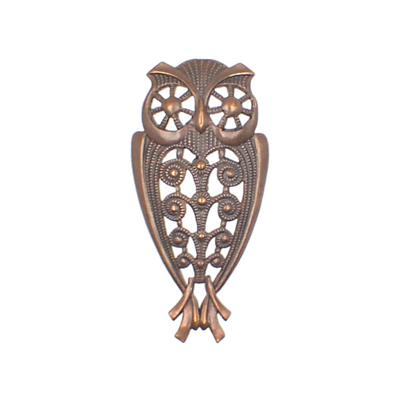 Raw Brass natural patina steampunk owl filigree for jewelry