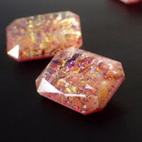 Czech Glass Faux Opal Handmade Octagon Faceted Stones - 1 Piece - 18x13mm - Light Red Pink Peach with Foil Doublet Fancy Stone