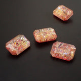 Czech Glass Faux Opal Handmade Octagon Faceted Stones - 1 Piece - 18x13mm - Light Red Pink Peach with Foil Doublet Fancy Stone