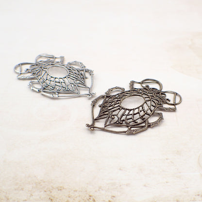 Large Egyptian Scarab Beetle Filigree - Antiqued Brass