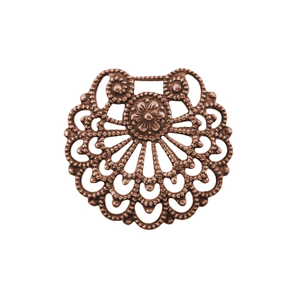 Fan Shell Shaped Filigree - Antiqued Copper Ox