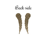 Small Peacock Feather Stampings - 3 Pairs - Antiqued Brass Ox