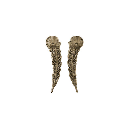 Small Peacock Feather Stampings 3 Pairs Antiqued Brass Ox