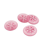 Czech Glass Snowflake Cabochons, 2 Pieces Matte Clear with Metallic Pink Wash 21mm Round