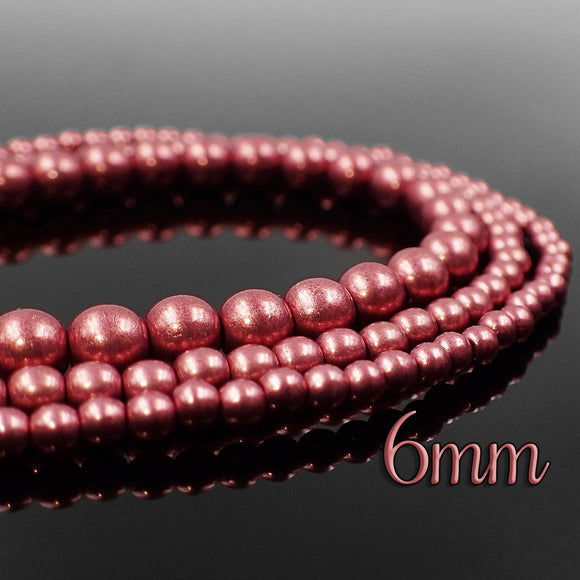 6mm Czech Glass Druk Beads Saturated Metallic Valiant Poppy 50 Piece Strand