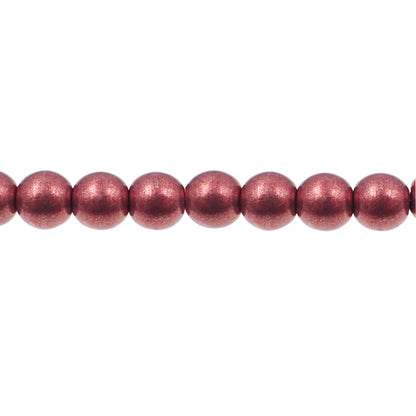 6mm Czech Glass Druk Beads Saturated Metallic Valiant Poppy 50 Piece Strand