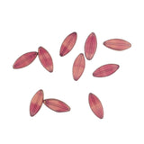 Pink Czech Glass Table Cut Pointed Oval Beads with Bronze Luster, 6 Pieces, 18x7mm